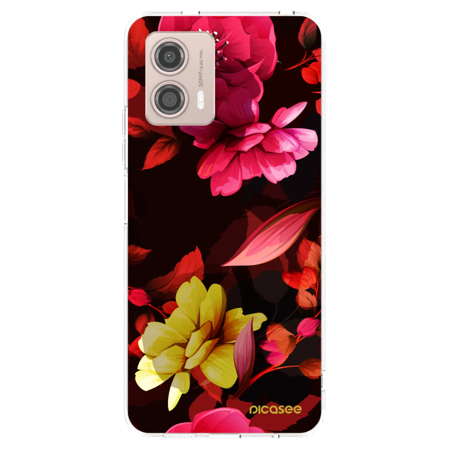 Picasee silikonski prozorni ovitek za Motorola Moto G53 5G - Dark Peonny