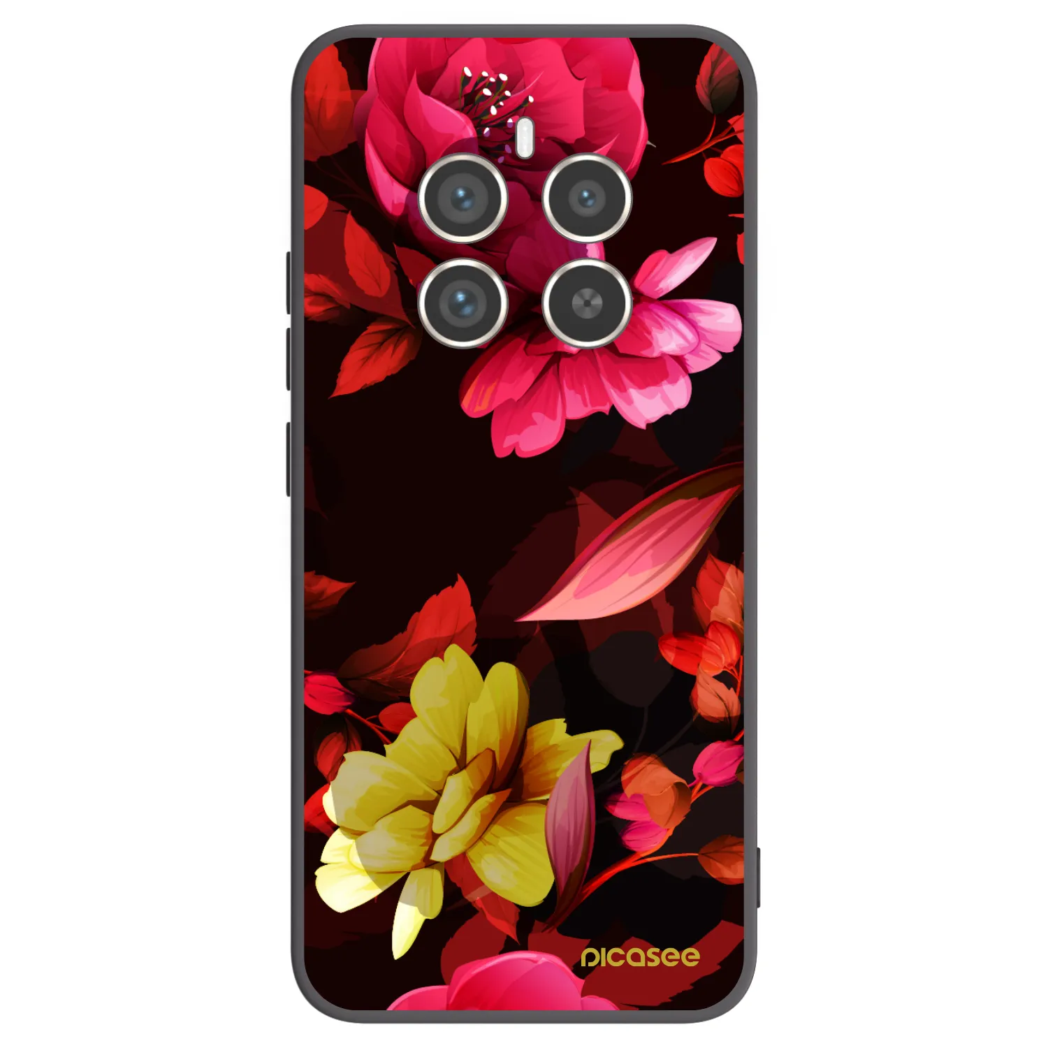 Picasee silikonski črni ovitek za Realme 12 Pro 5G - Dark Peonny