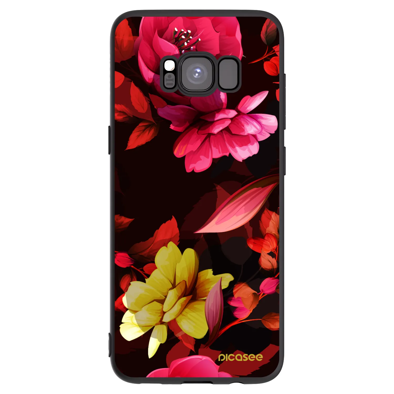 Picasee silikonski črni ovitek za Samsung Galaxy S8 G950F - Dark Peonny