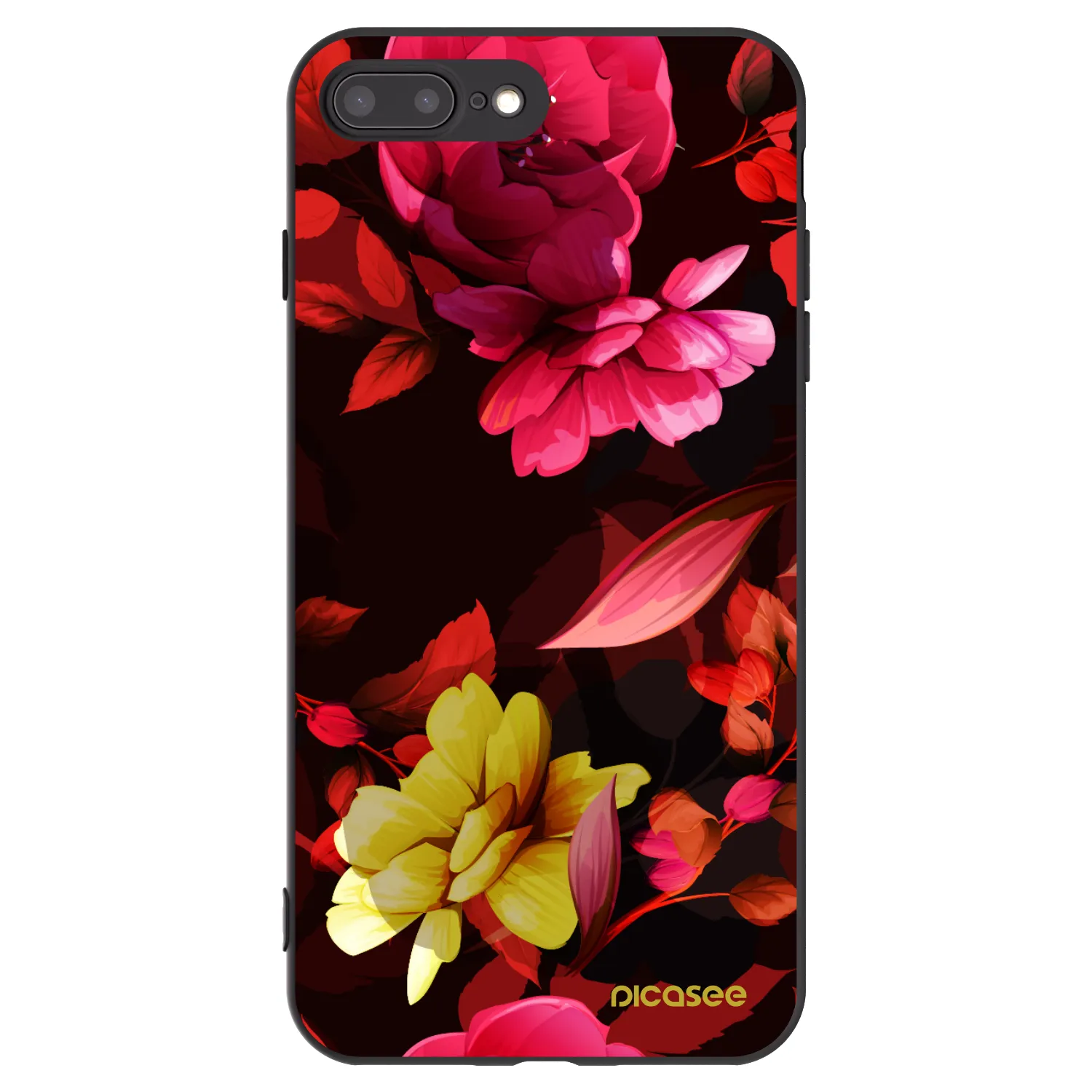 Picasee silikonski črni ovitek za Apple iPhone 7 Plus - Dark Peonny
