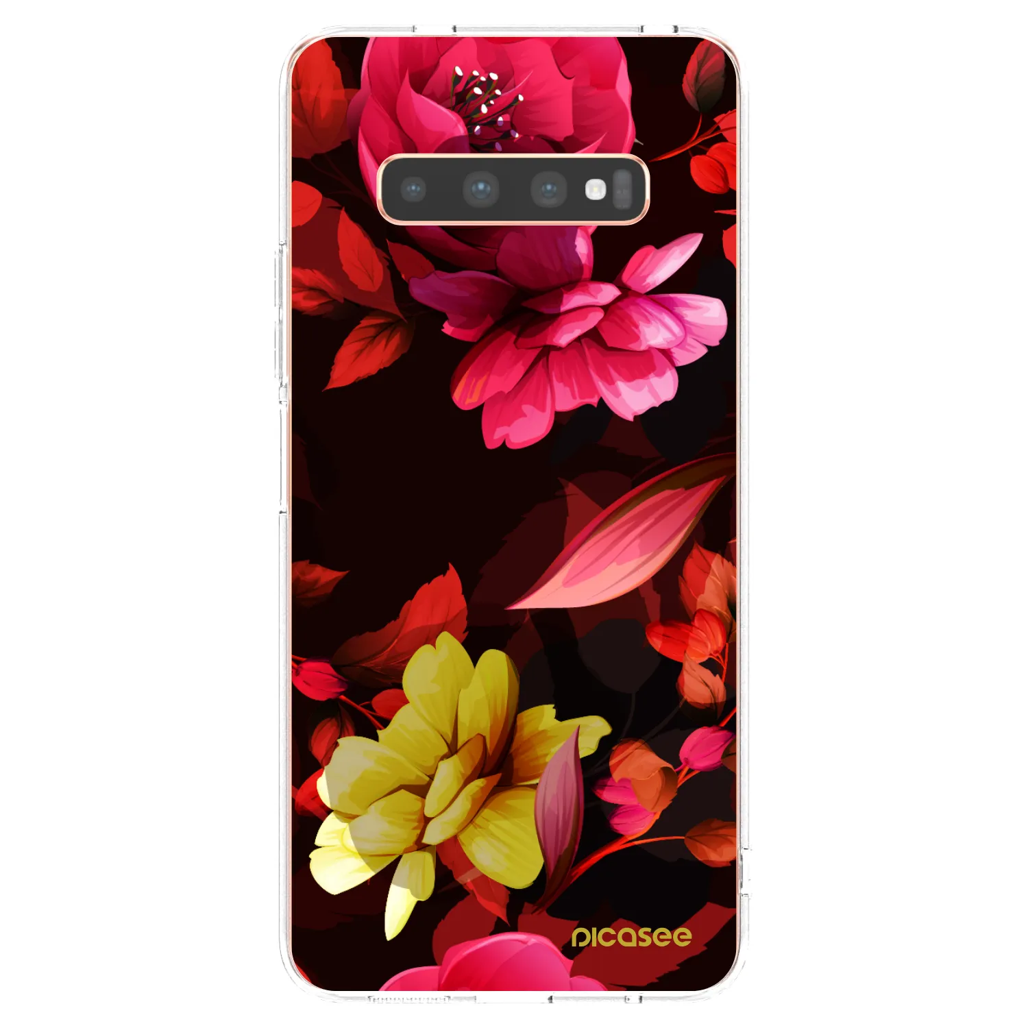 Picasee silikonski prozorni ovitek za Samsung Galaxy S10 Plus G975 - Dark Peonny