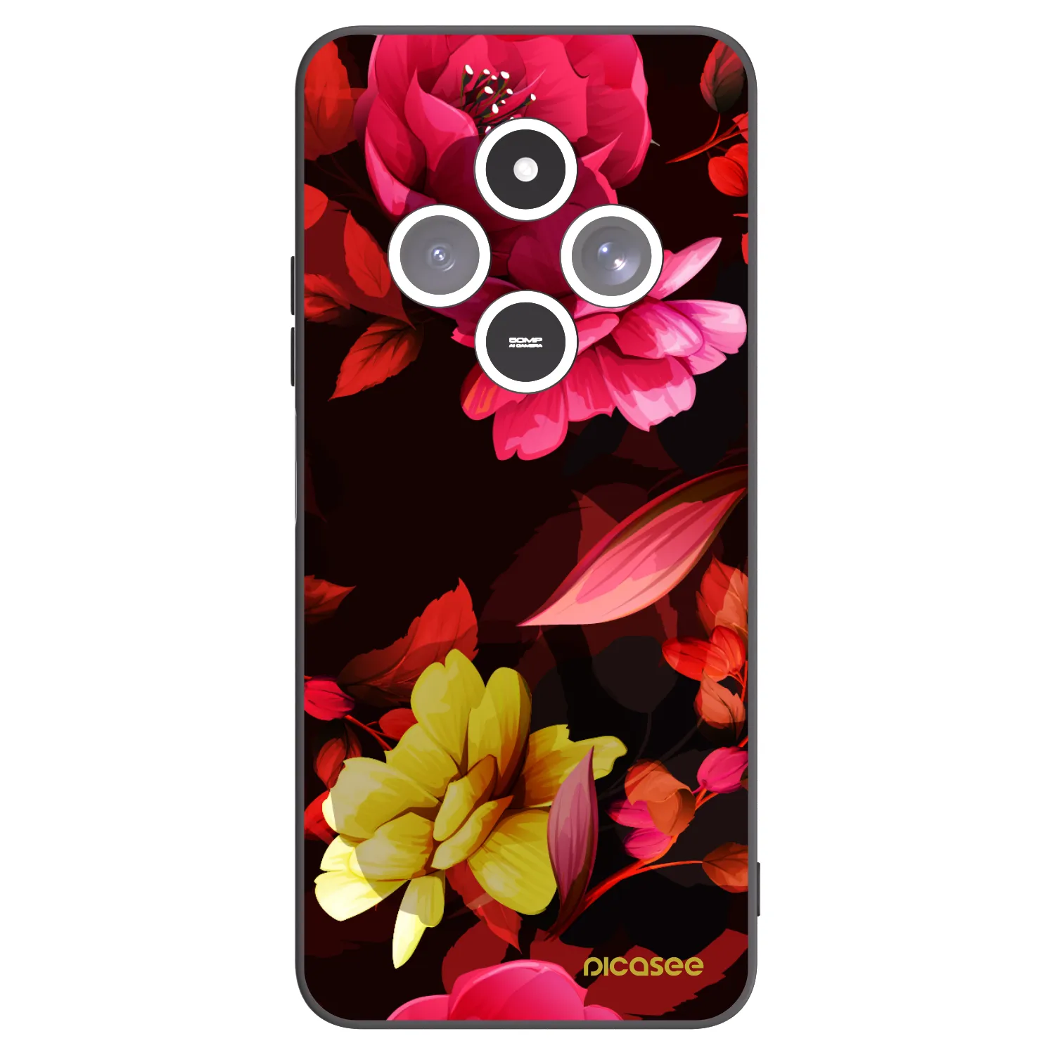 Picasee silikonski črni ovitek za Xiaomi Redmi 14C - Dark Peonny
