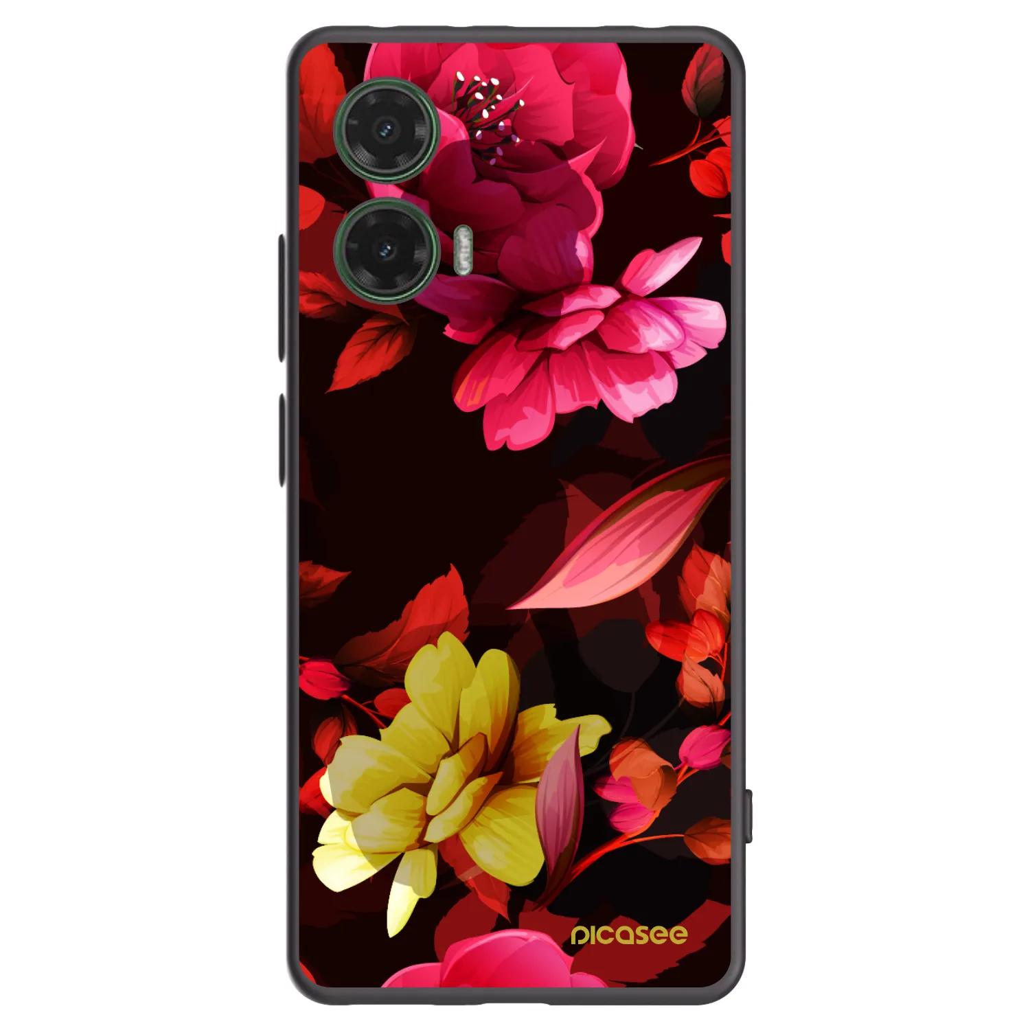 Picasee silikonski črni ovitek za Motorola Moto G35 5G - Dark Peonny