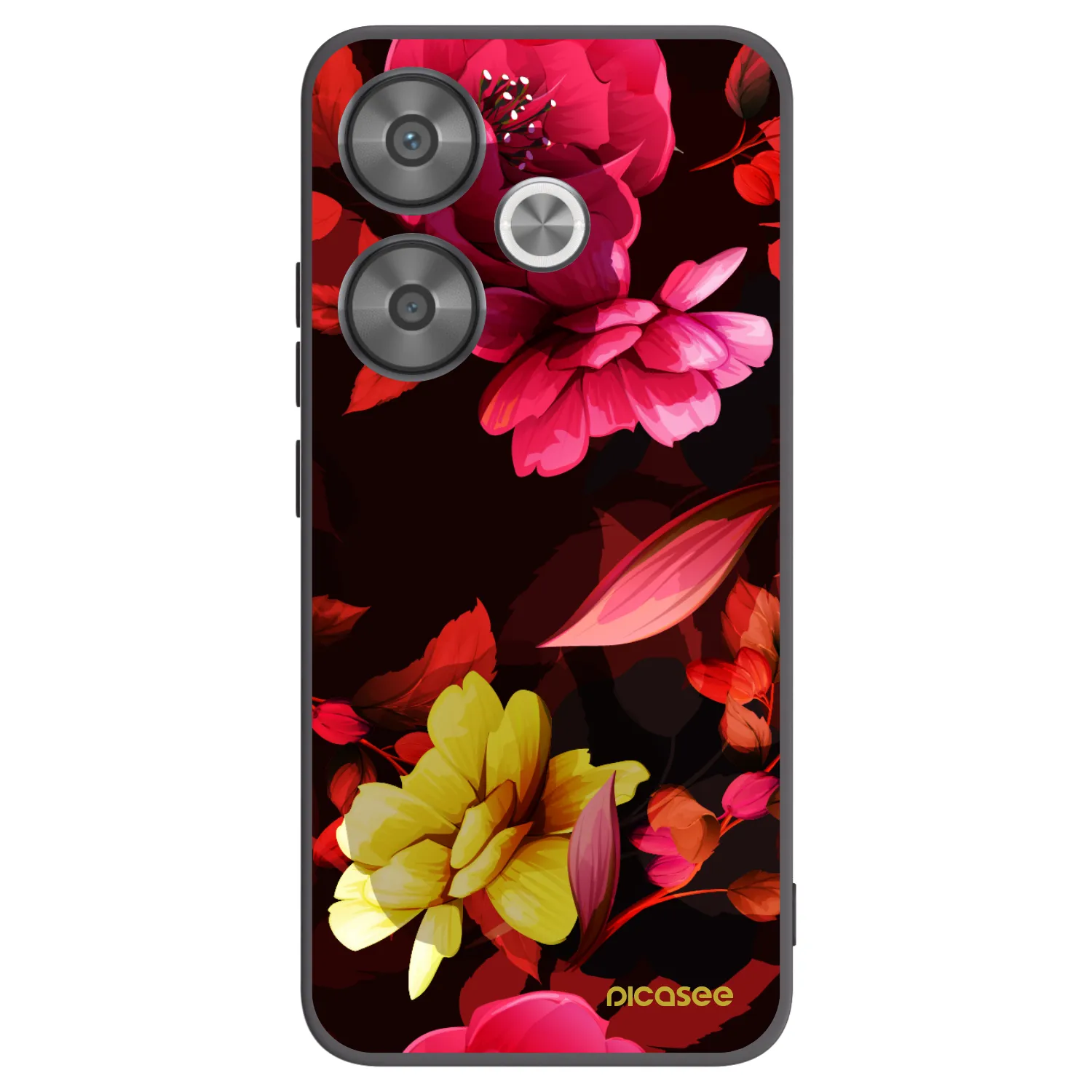 Picasee silikonski črni ovitek za Xiaomi Poco F6 - Dark Peonny