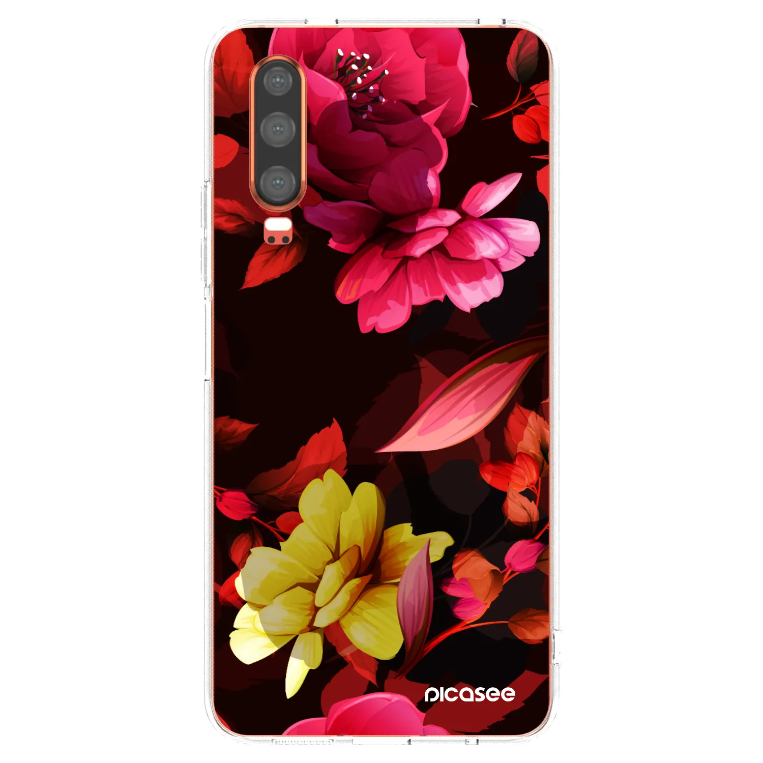 Picasee silikonski prozorni ovitek za Huawei P30 - Dark Peonny