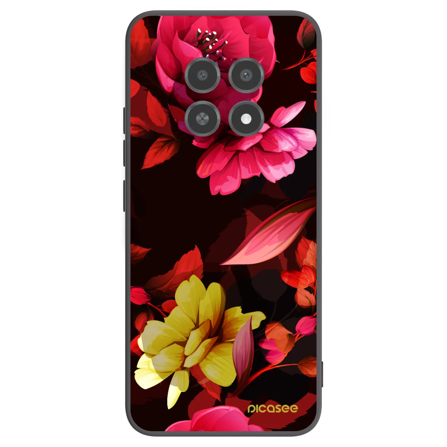 Picasee silikonski črni ovitek za Realme 12X - Dark Peonny