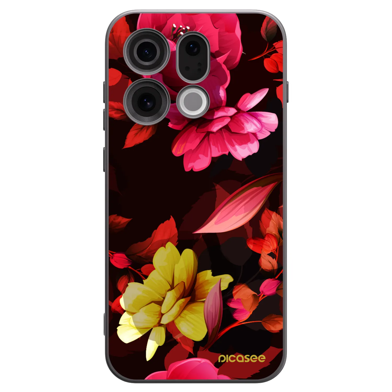 Picasee silikonski črni ovitek za OPPO Find X9 - Dark Peonny