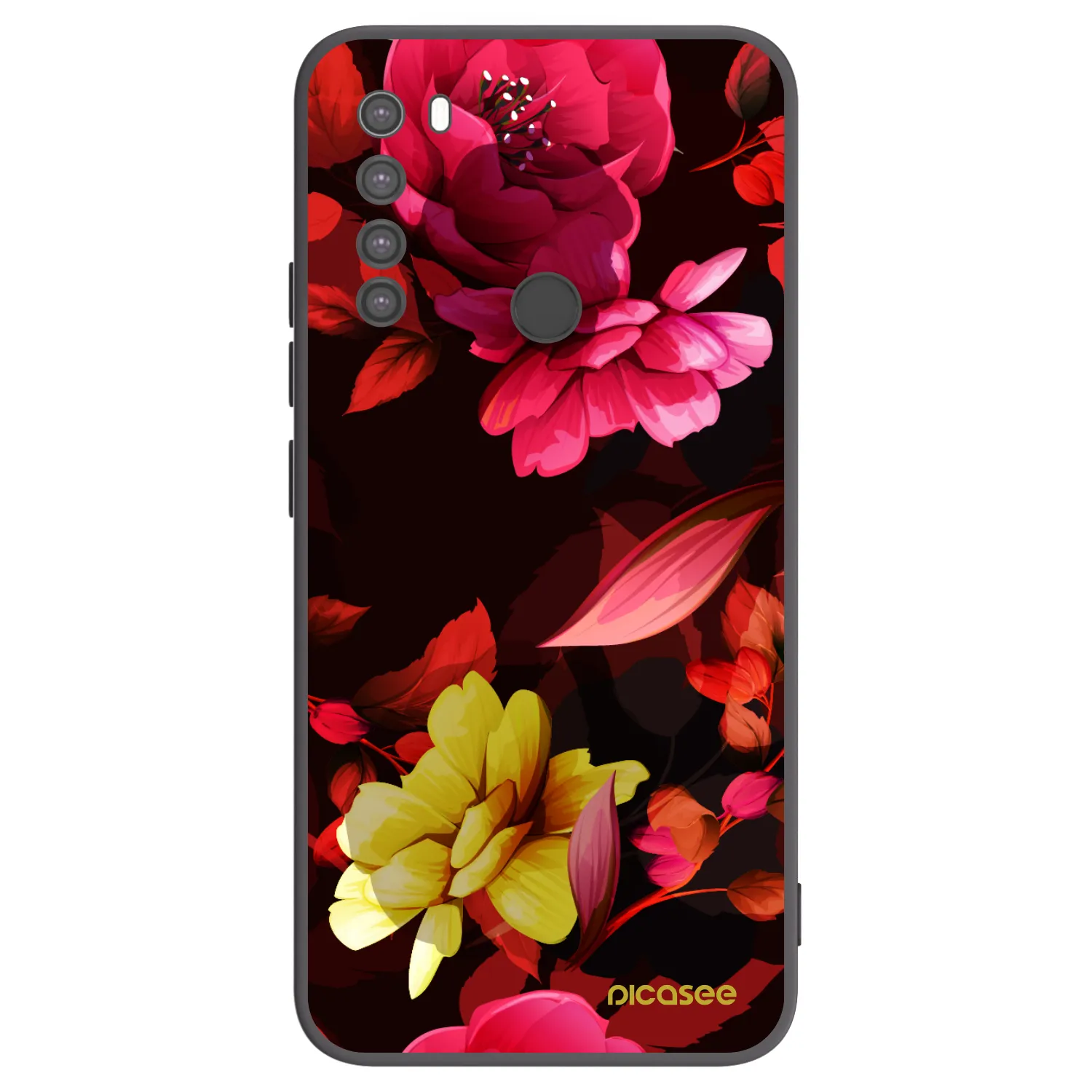 Picasee silikonski črni ovitek za Xiaomi Redmi Note 8 - Dark Peonny