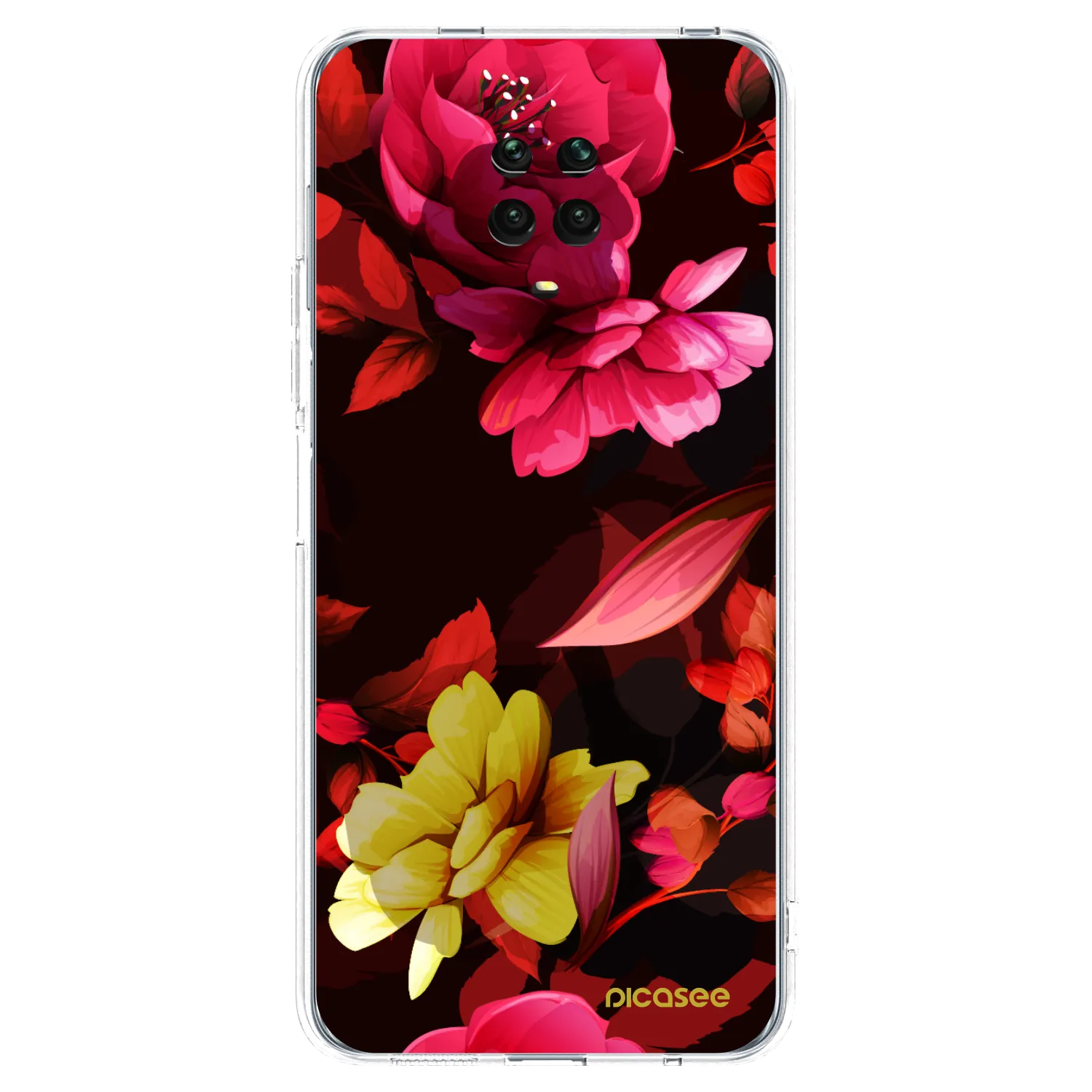 Picasee silikonski prozorni ovitek za Xiaomi Redmi Note 9 Pro - Dark Peonny