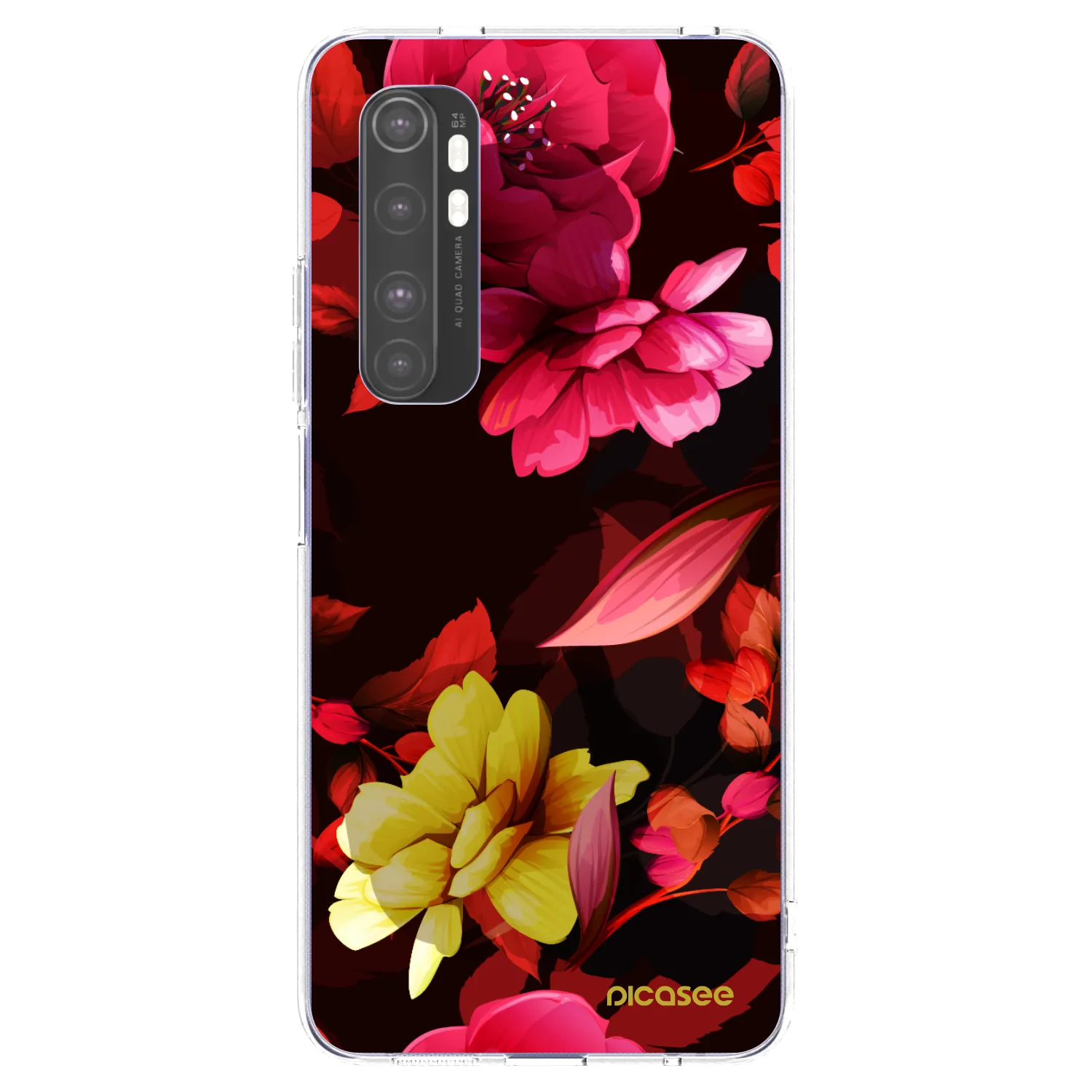 Picasee silikonski prozorni ovitek za Xiaomi Mi Note 10 Lite - Dark Peonny