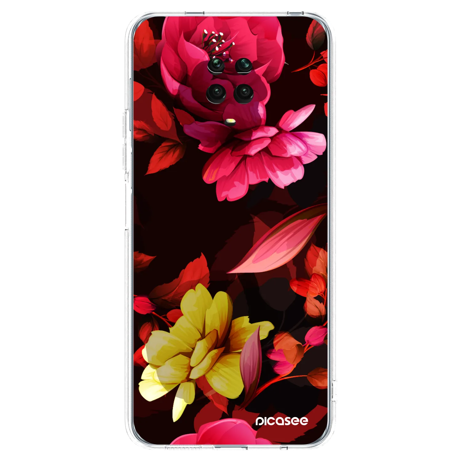Picasee silikonski prozorni ovitek za Xiaomi Redmi Note 9S - Dark Peonny
