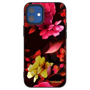 Picasee silikonski črni ovitek za Apple iPhone 12 mini - Dark Peonny