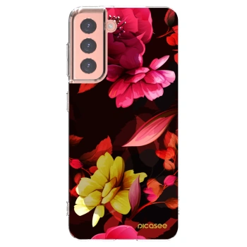 Picasee silikonski prozorni ovitek za Samsung Galaxy S21 5G G991B - Dark Peonny