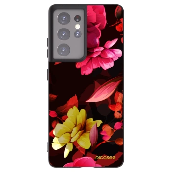 Picasee silikonski črni ovitek za Samsung Galaxy S21 Ultra 5G G998B - Dark Peonny