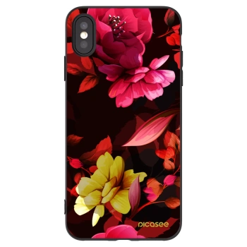 Picasee silikonski črni ovitek za Apple iPhone XS Max - Dark Peonny