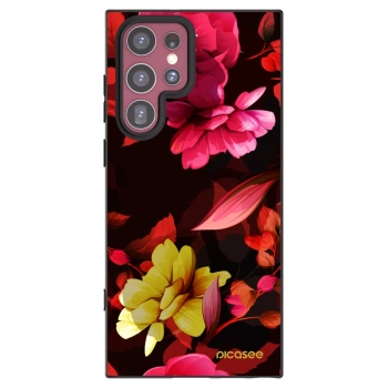 Picasee silikonski črni ovitek za Samsung Galaxy S22 Ultra 5G - Dark Peonny