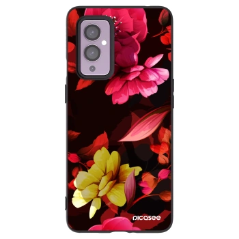 Picasee silikonski črni ovitek za OnePlus 9 - Dark Peonny