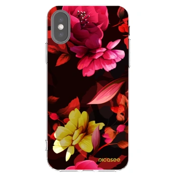 Picasee silikonski prozorni ovitek za Apple iPhone X/XS - Dark Peonny