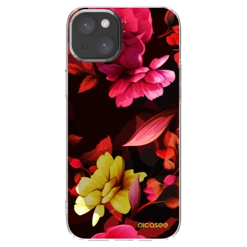 Picasee silikonski prozorni ovitek za Apple iPhone 15 Plus - Dark Peonny