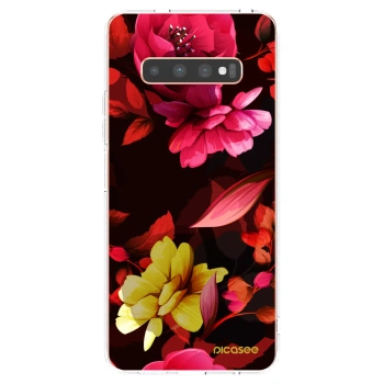 Picasee silikonski prozorni ovitek za Samsung Galaxy S10 Plus G975 - Dark Peonny