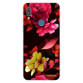 Picasee silikonski prozorni ovitek za Huawei Y6 2019 - Dark Peonny