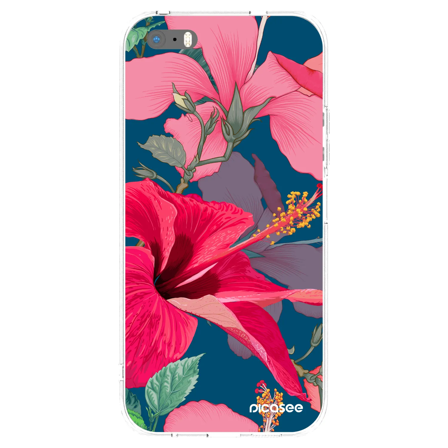Picasee silikonski prozorni ovitek za Apple iPhone 5/5S/SE - Hibiscus