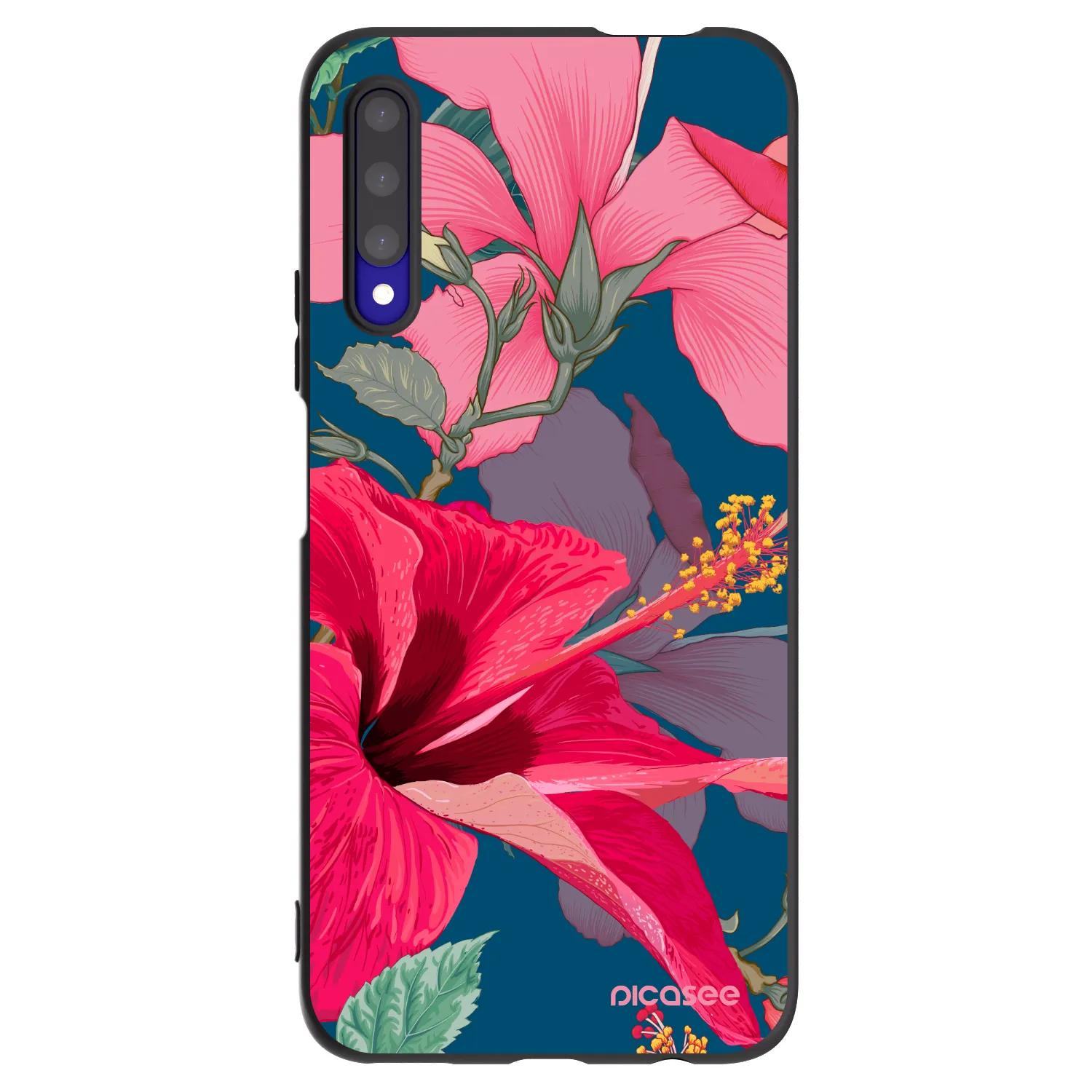 Picasee silikonski črni ovitek za Honor 9X Pro - Hibiscus
