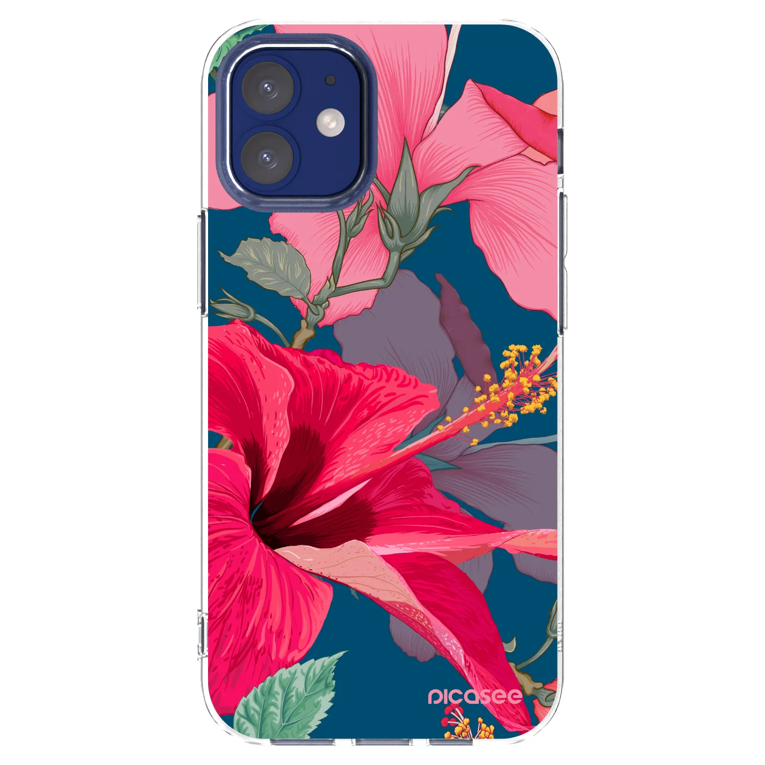 Picasee silikonski prozorni ovitek za Apple iPhone 12 mini - Hibiscus