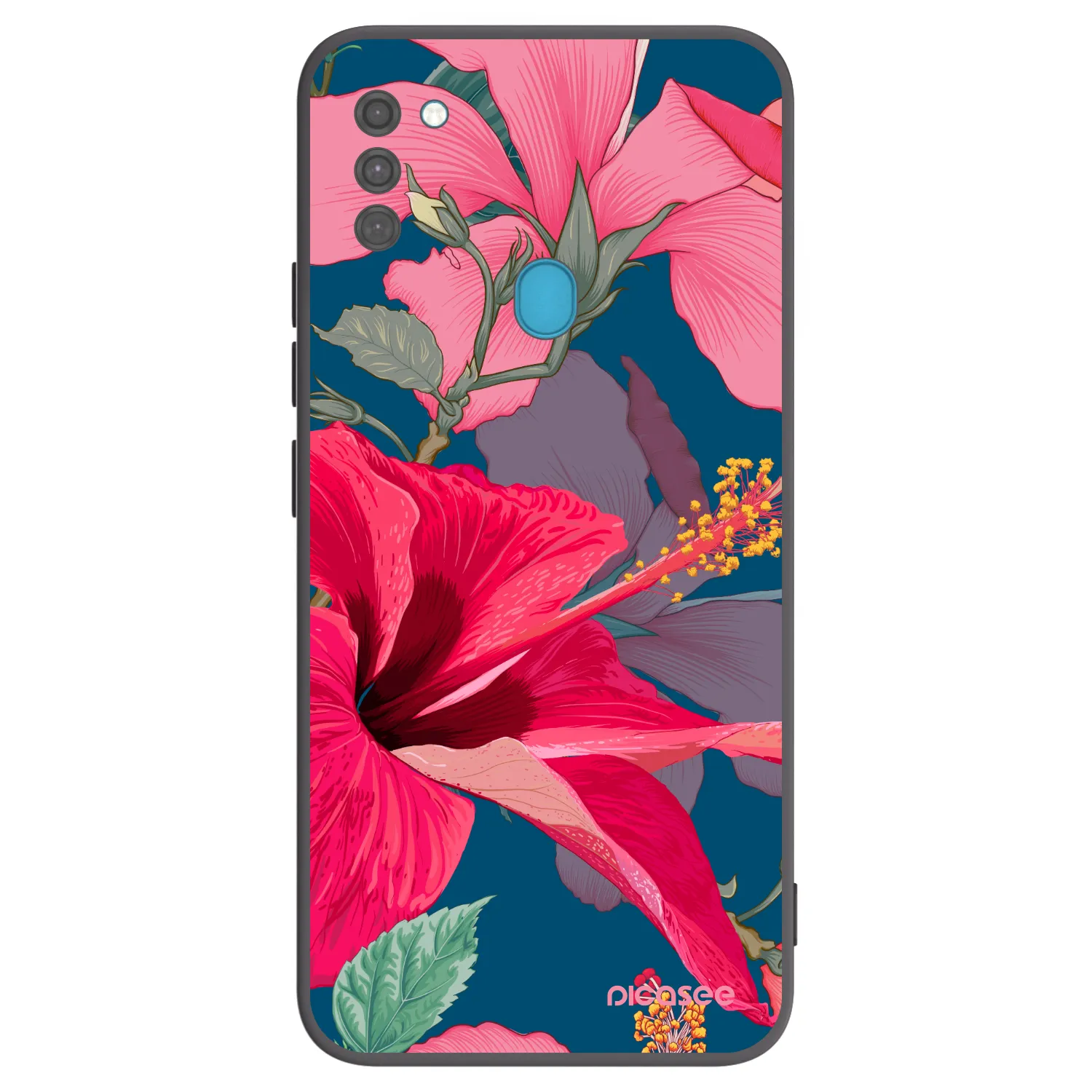 Picasee silikonski črni ovitek za Samsung Galaxy M11 - Hibiscus