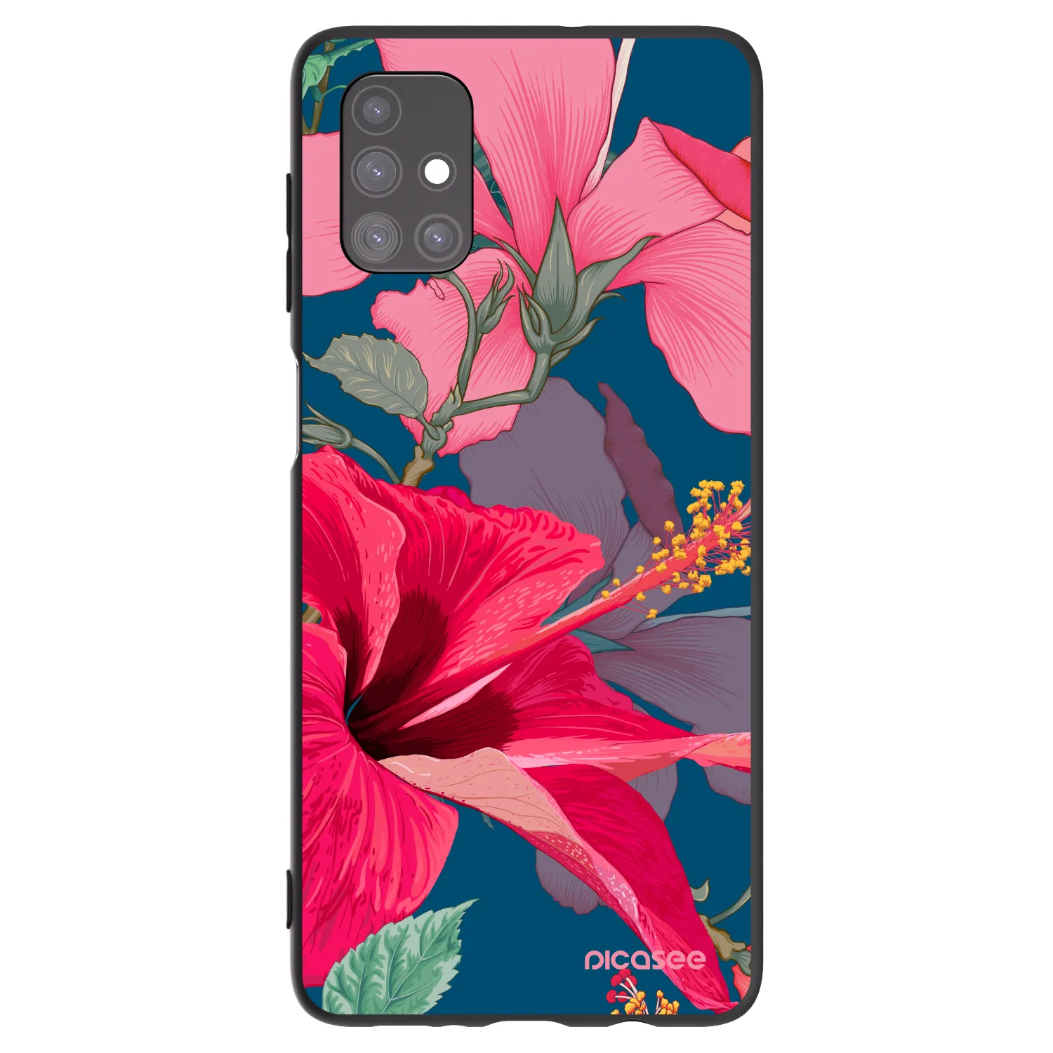 Picasee silikonski črni ovitek za Samsung Galaxy M51 M515F - Hibiscus