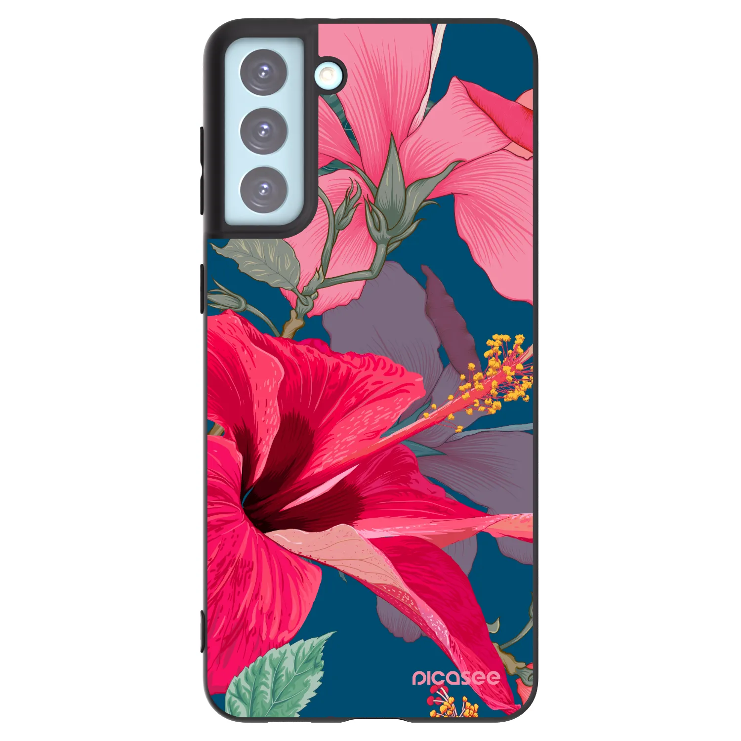 Picasee silikonski črni ovitek za Samsung Galaxy S21+ 5G G996F - Hibiscus