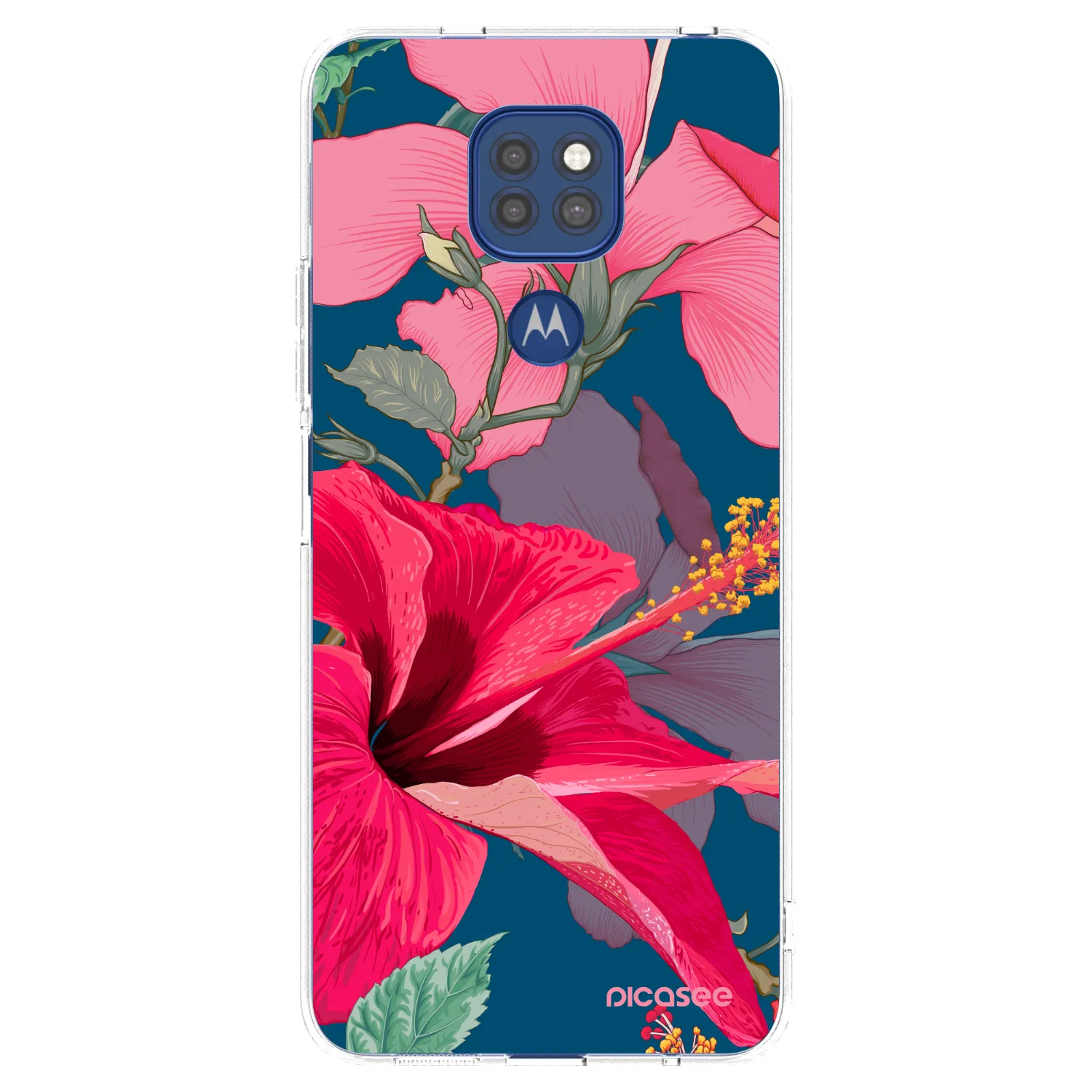 Picasee silikonski prozorni ovitek za Motorola Moto G9 Play - Hibiscus