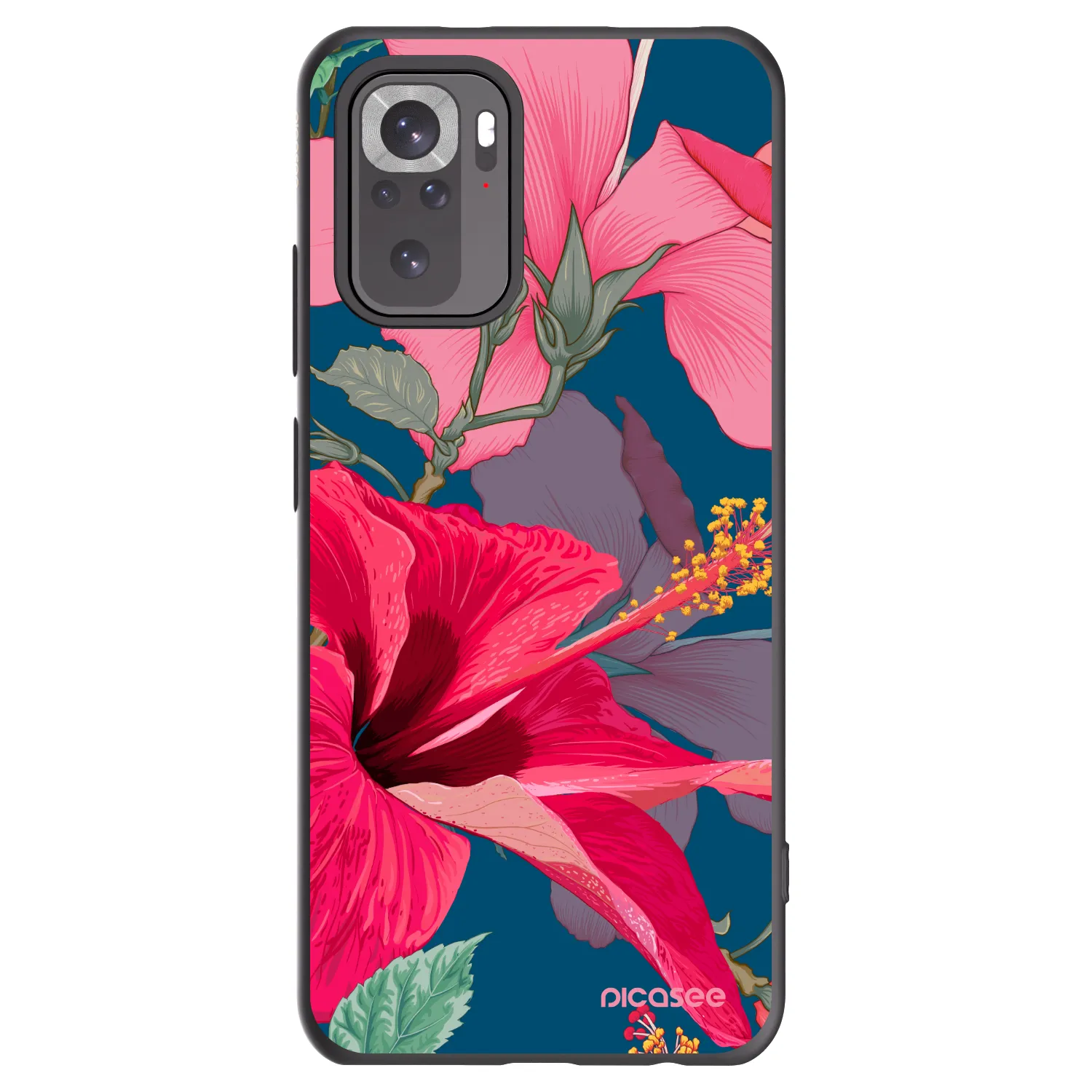 Picasee silikonski črni ovitek za Xiaomi Redmi Note 10 - Hibiscus