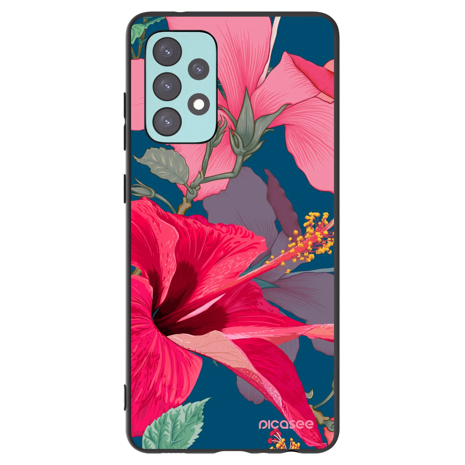 Picasee silikonski črni ovitek za Samsung Galaxy A72 A725F - Hibiscus