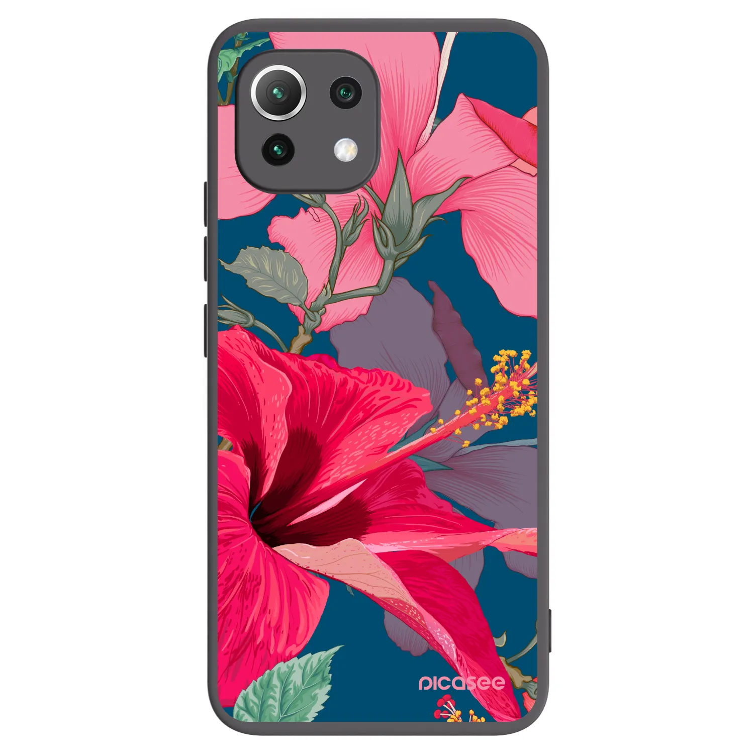 Picasee silikonski črni ovitek za Xiaomi Mi 11 Lite - Hibiscus