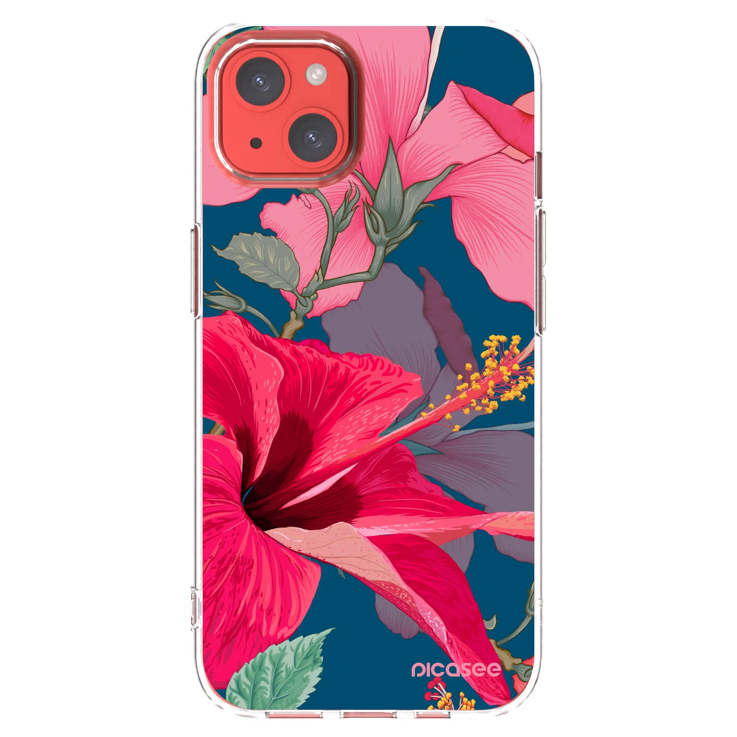Picasee silikonski prozorni ovitek za Apple iPhone 13 - Hibiscus