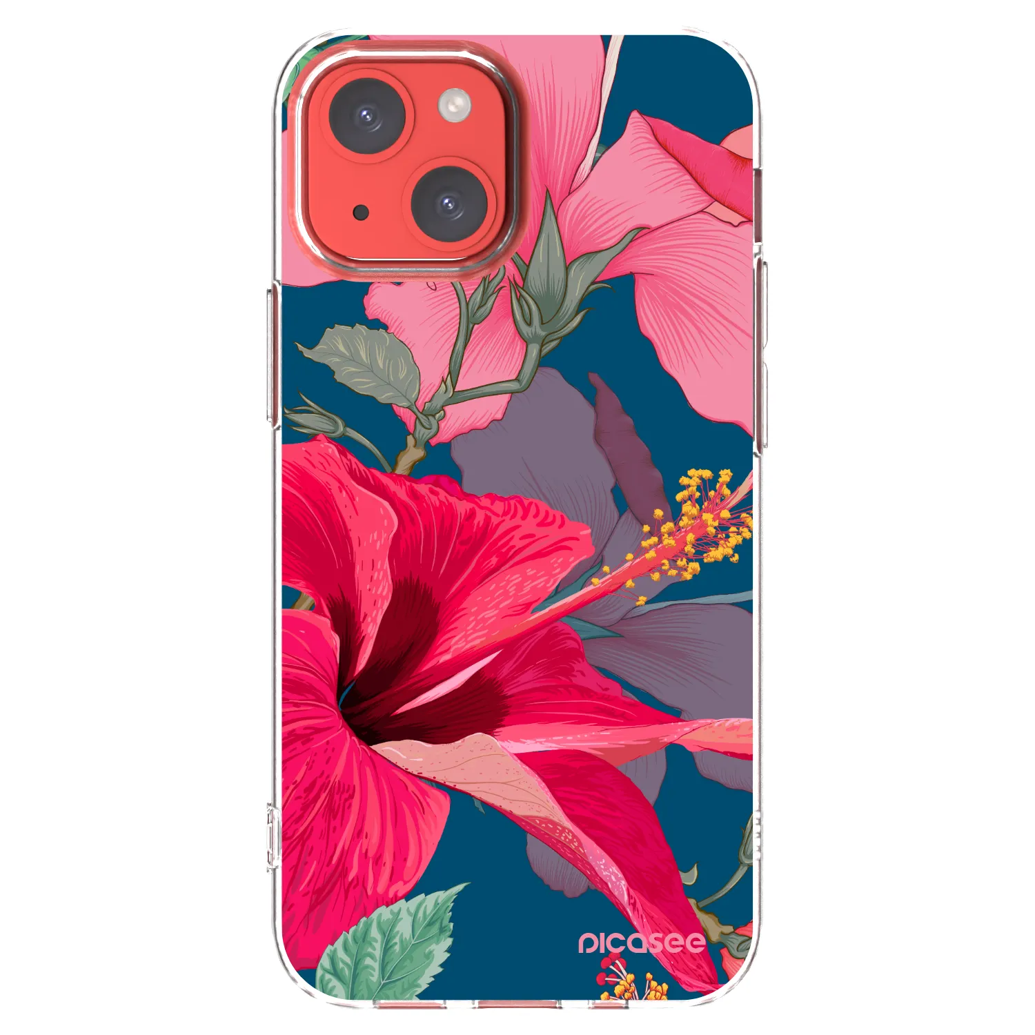 Picasee silikonski prozorni ovitek za Apple iPhone 13 mini - Hibiscus