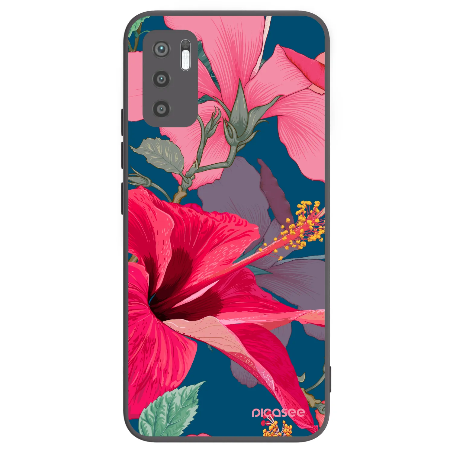Picasee silikonski črni ovitek za Xiaomi Redmi Note 10 5G - Hibiscus