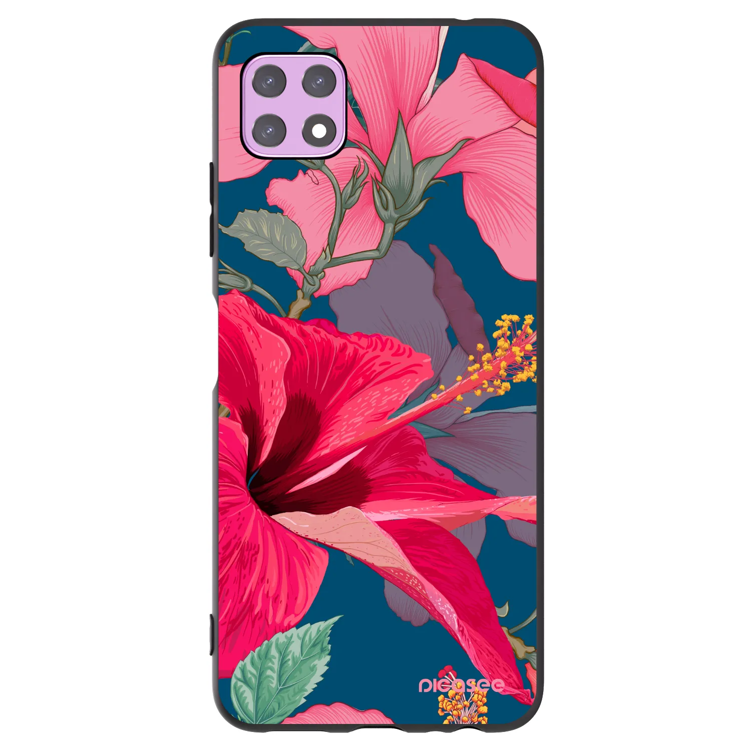 Picasee silikonski črni ovitek za Samsung Galaxy A22 A226B 5G - Hibiscus