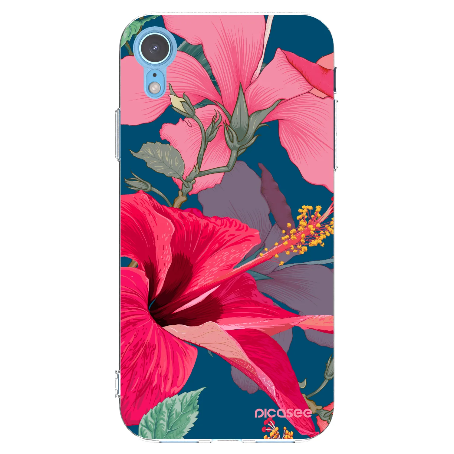 Picasee silikonski prozorni ovitek za Apple iPhone XR - Hibiscus