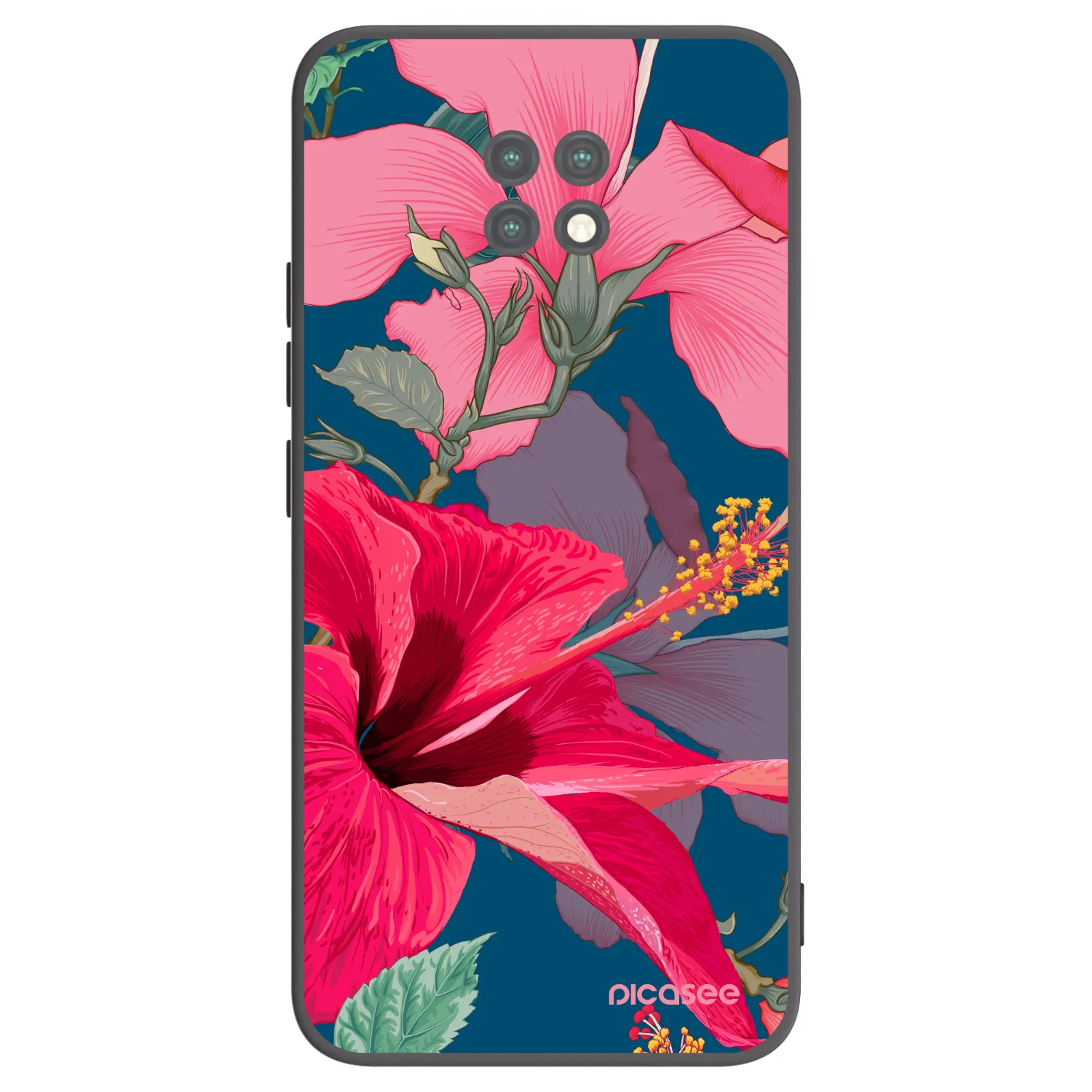 Picasee silikonski črni ovitek za Xiaomi Redmi Note 9T - Hibiscus