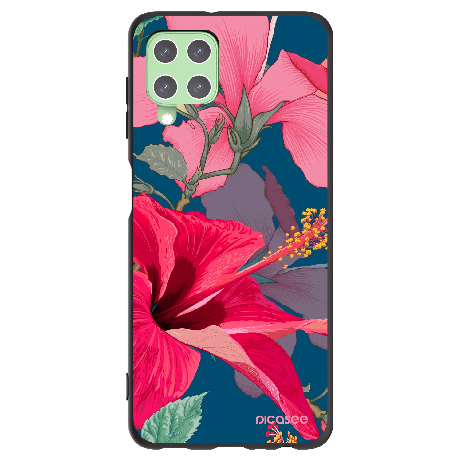 Picasee silikonski črni ovitek za Samsung Galaxy A22 A225F 4G - Hibiscus
