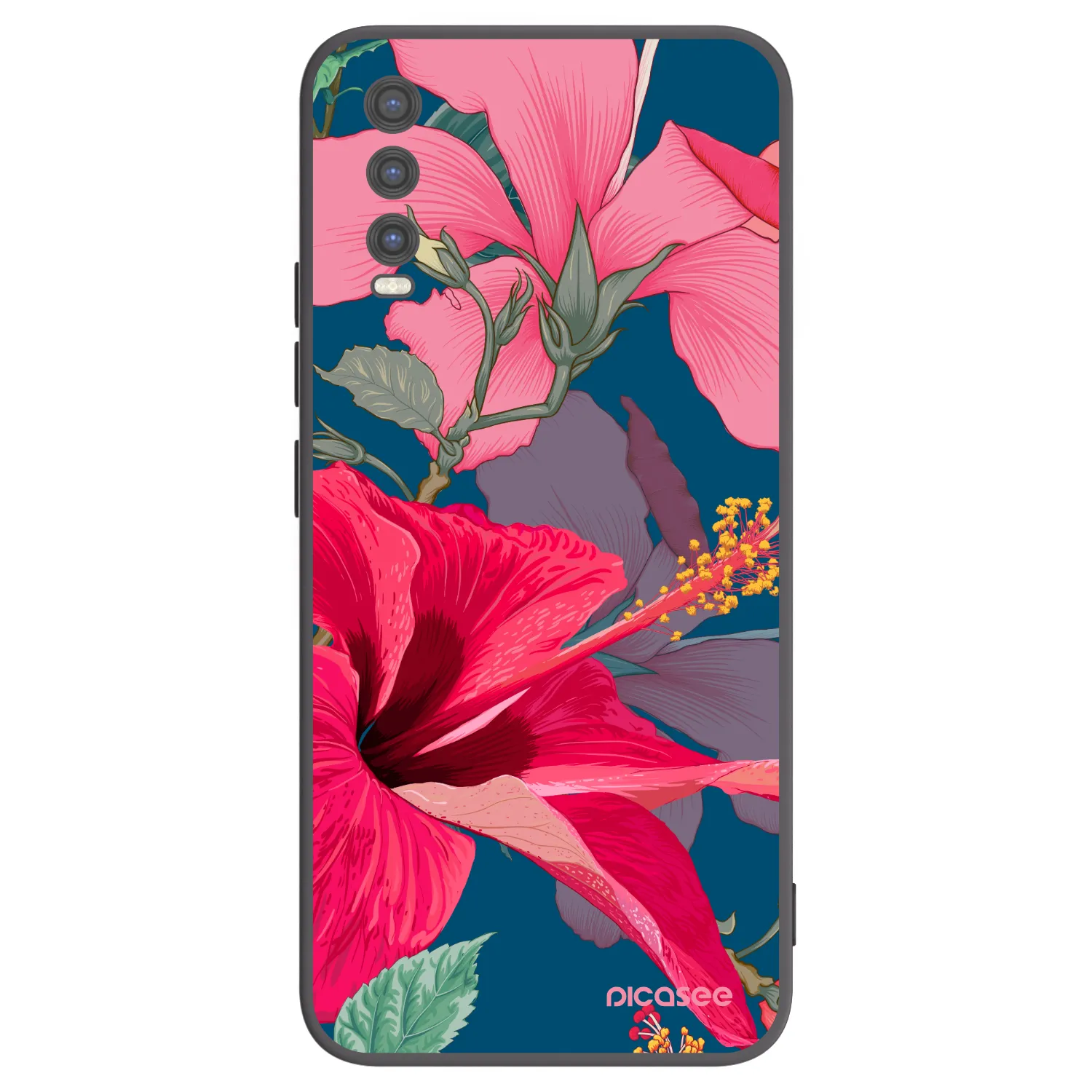 Picasee silikonski črni ovitek za Vivo Y20s - Hibiscus
