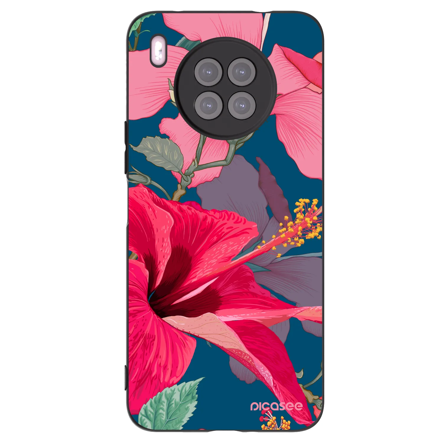 Picasee silikonski črni ovitek za Huawei Nova 8i - Hibiscus
