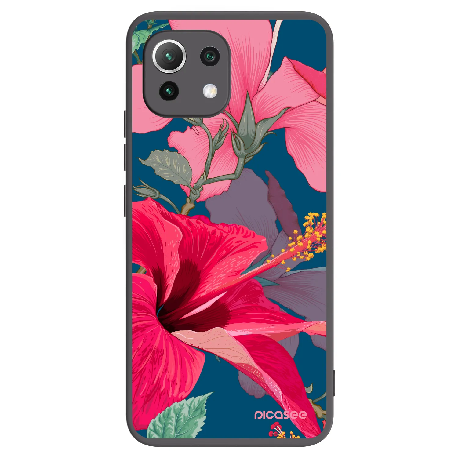 Picasee silikonski črni ovitek za Xiaomi 11 Lite 5G NE - Hibiscus
