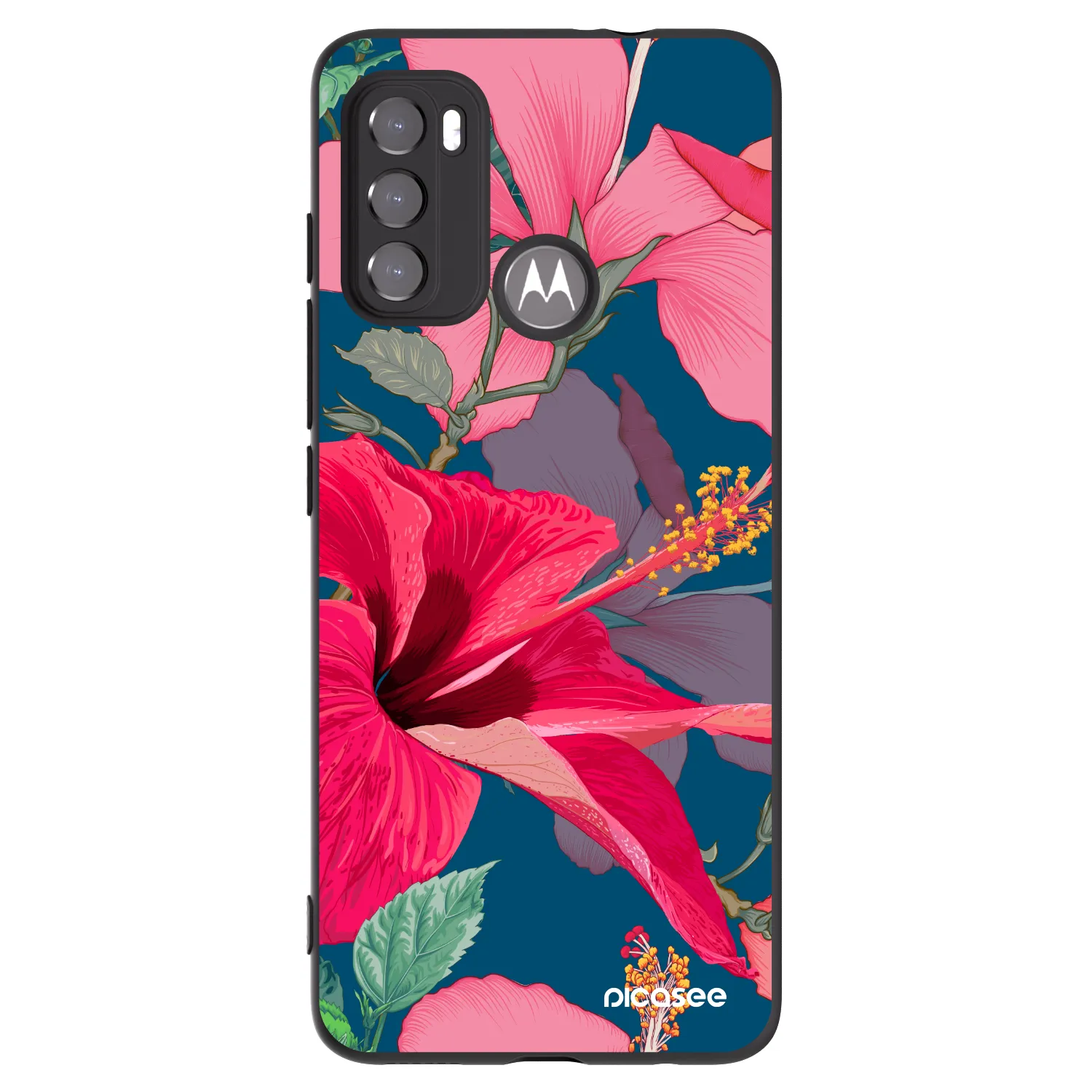 Picasee silikonski črni ovitek za Motorola Moto G60 - Hibiscus