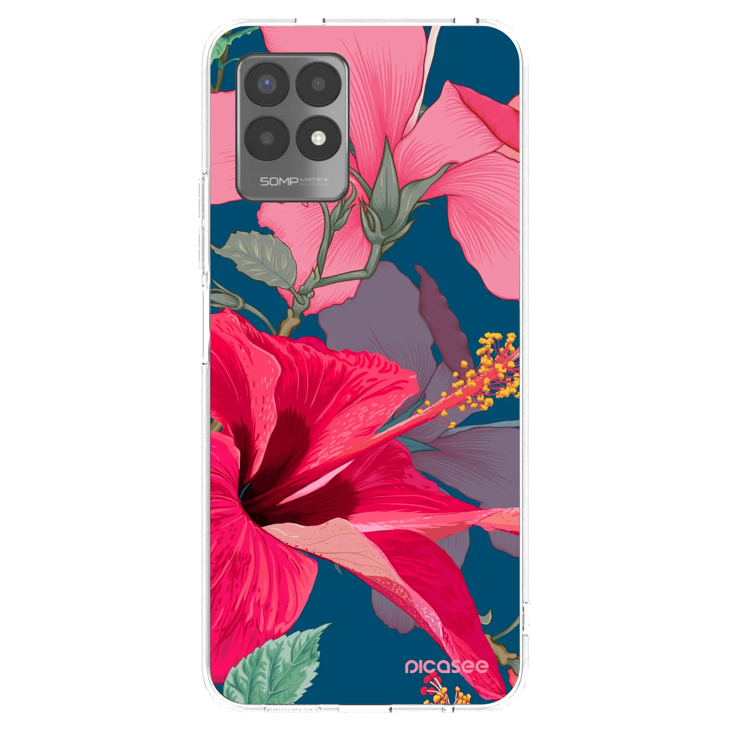 Picasee silikonski prozorni ovitek za Realme 8i - Hibiscus