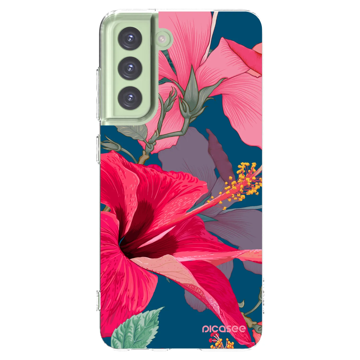 Picasee silikonski prozorni ovitek za Samsung Galaxy S21 FE 5G - Hibiscus