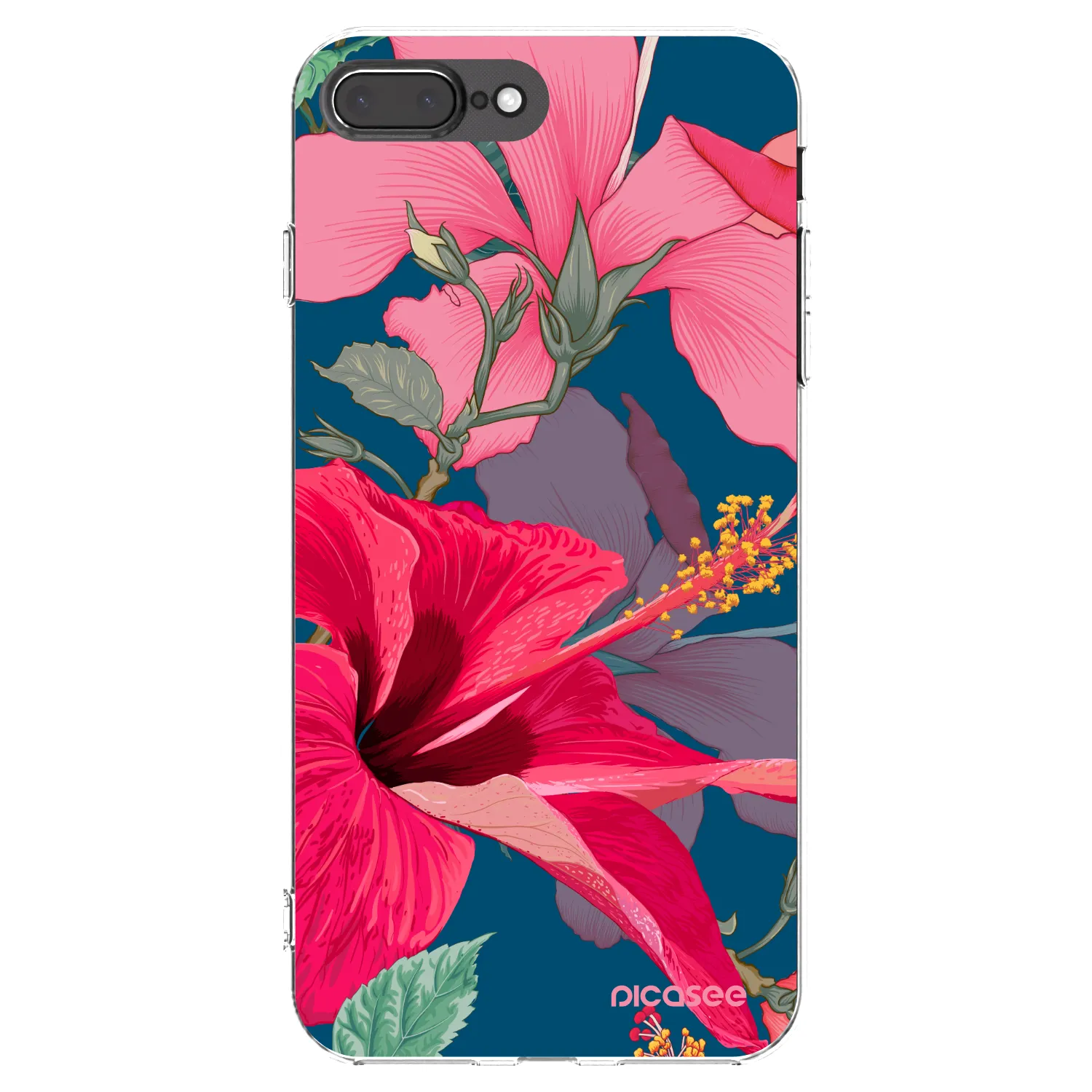 Picasee silikonski prozorni ovitek za Apple iPhone 7 Plus - Hibiscus