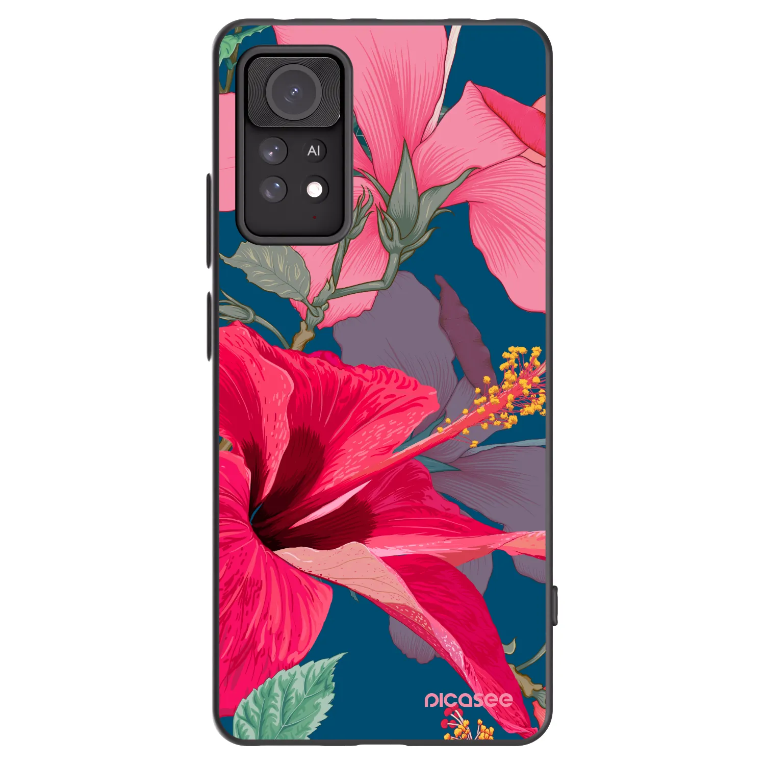 Picasee silikonski črni ovitek za Xiaomi Redmi Note 11 Pro - Hibiscus